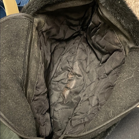 Vintage genuine Fur black Women's winter Hat with wool ear flaps - Picture 7 of 9